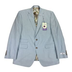 Tayion Mens Agordy Regular Fit Sharkskin Suit Jacket Light Blue 42R